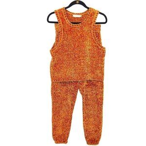 SHOE DAZZLE GOLD CHENILLE TANK & PANTS 2-PIECE OUTFIT - SIZE L